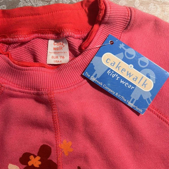 Cakewalk ~new~Pink Short Sleeve Sweatshirt with Orange - Picture 8 of 9